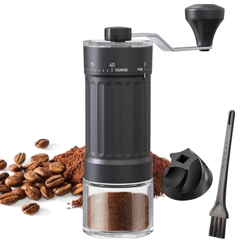 Kaffeemühle Manuell Mini Coffee Grinder mit 40 einstellbaren Stufen, Tragbare Manuelle Handkaffeemühle mit 30g Kapazität, Konische Mahlwerk mit Kurbel für Reise, Büro, Espresso, Pour Over Und Mehr von KEORHEZ