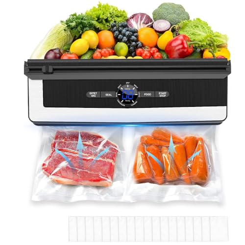 KEPEAK Vakuumiergerät für Lebensmittel, Profi Vakuumiergerät für Trockene und Feuchte Lebensmittel Vakuumierer, 7 Vakuum-Modi Verlängern Sie die Frische von Lebensmitteln von KEPEAK