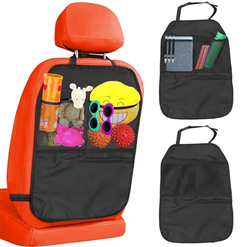 2 Stück Rückenlehnenschutz Auto Kinder, Auto Organizer Kinder Autositz Organizer Wasserdichter Rücksitzschoner mit 2 Netztaschen, Autositz Schutz Rückseite Rückenlehnen-Schutzmatte Rücksitz Organizer von KEPKKU