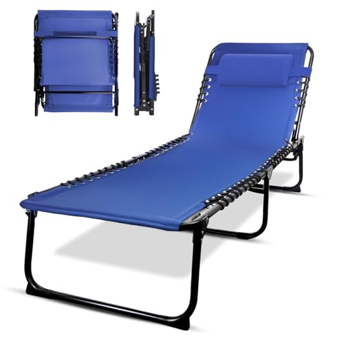 KEPLIN Faltbare Liege Sonnenliege 600D Oxford-Gewebe Verstellbare Rücken- und Beinauflagen Leicht und Tragbar Kompaktes Platzsparendes Design Langlebig Outdoor 190 x 65 x 30 cm (Marine) von KEPLIN