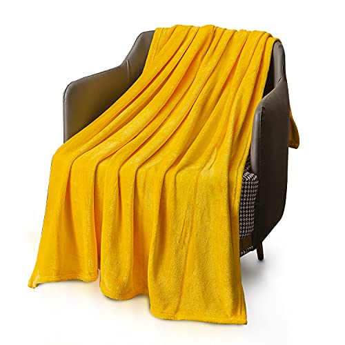 KEPLIN Flanelldecke, großer Überwurf, Tagesdecke, 130 x 150 cm, weich, flauschig, warm, leicht, Mikrofaser, Design für Bettbezug, Steppdecke, Teppich, perfekt für Erwachsene oder Kinder, Senf, von KEPLIN