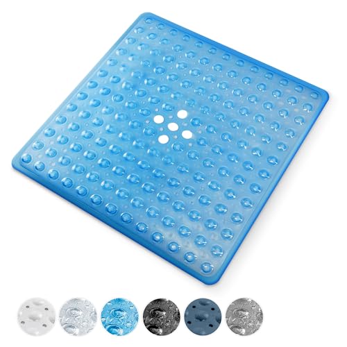 KEPLIN Premium rutschfeste Duschmatte – 200 Saugnäpfe, BPA-frei, latexfrei, schimmelresistent, maschinenwaschbar – sicher, langlebig und bequem für Duschböden (Blau, Dusche, 54 x 54 cm) von KEPLIN