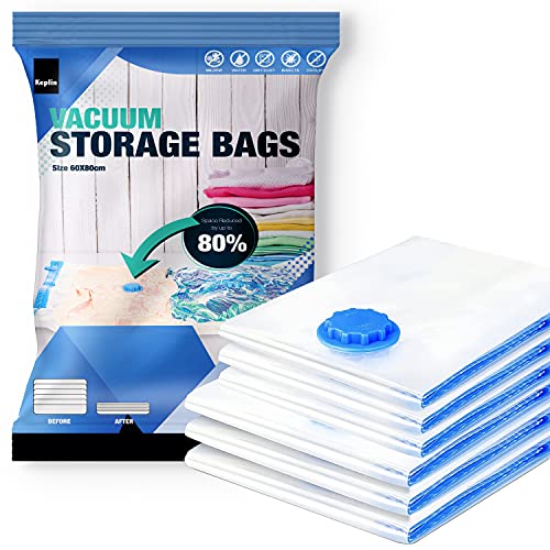 KEPLIN Vakuumbeutel - 6er Pack Large 60X80 cm I Platzsparender Vakuumierbeutel mit sicherem Doppelverschluss + Ventil I Verstauen Sie Kleidung, Bettwäsche, Handtücher, Bettdecke & Kissen KEPLIN Vakuumbeutel - 6er Pack Large 60X80 cm I Platzsparender Vakuumierbeutel mit sicherem Doppelverschluss + Ventil I Verstauen Sie Kleidung, Bettwäsche, Handtücher, Bettdecke & Kissen von KEPLIN