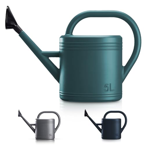 Keplin - 5 l Kunststoff-Gießkanne mit Edelstahl-Sprinkler-Rose – robuster Gartengießkrug für Pflanzen und Blumen – einfaches Ausgießen für den Innen- und Außenbereich (grün) von KEPLIN