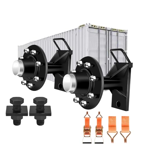 2er-Pack Versandcontainer-Räder 8 Lug-16.5cm, Schwerlast-Container Achsen mit Griff, Tragkraft 4082 kg, Robuste Axles Components mit Ratschengurt, von 6.1m bis 13.7m (8 Lug) von KEPMOGOH