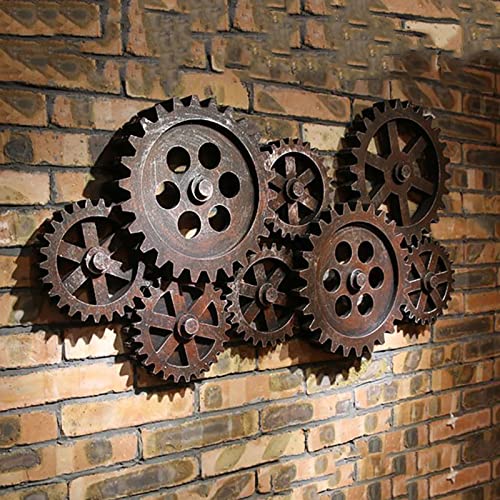 KEPMOGOH 3D-Wandskulptur, Vintage-Zahnrad, Kunsthandwerk, Wanddeko, Industrieller Steampunk-Stil, Holzwanddekoration, Für Zuhause/Bar/Büro/Hotel/Restaurant, 93 X 6 X 50 Cm von KEPMOGOH