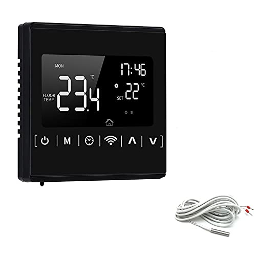 KEPOHK 110V 220V Tuya Smart Thermostat WiFi Temperaturregler für Fußbodenheizung/Wasser/Gaskessel Arbeit MH1823S-Schwarz von KEPOHK