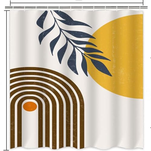 Abstrakter Duschvorhang, extra lang, modern, Boho-Duschvorhänge für Badezimmer, geometrisches Design, verdicktes Polyester, wasserdichter Stoff, XXL, 180 x 240 cm (71 x 94 Zoll), Duschvorhang von KEPPD