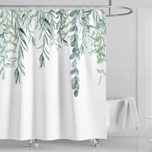 KEPPD Duschvorhang in Mehreren Größen mit Aquarellblättern und Blumenmotiv, Badezimmerdekoration, extra lang, Dickes Polyester, mit 12 Haken, XXL 280 x 200 cm (110 x 79 Zoll), Duschvorhang von KEPPD