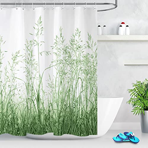 KEPPD Duschvorhang mit 3D-Blättern, Grünpflanze, Bedruckt, für Badezimmer, Polyestergewebe, extra Lange, wasserdichte Vorhänge, Duschvorhang, 110 x 220 cm von KEPPD