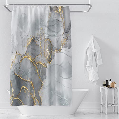 KEPPD Marmor-Duschvorhang für Badezimmer, Luxus-Badevorhänge, extra Langer, wasserdichter Stoff mit 12 Haken, modernes Badezimmerzubehör, 240 x 200 cm, Duschvorhang von KEPPD