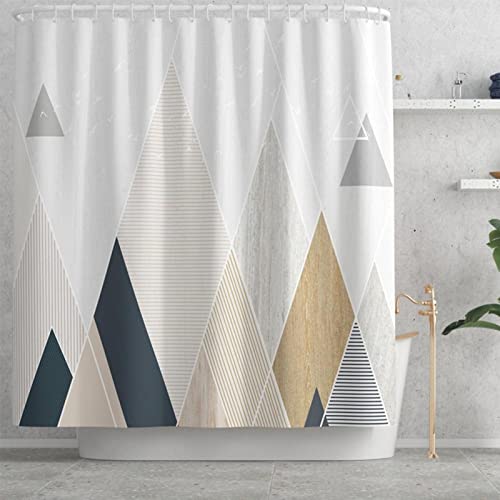 KEPPD Minimalismus-Badezimmervorhang, extra lang, verdicken, Polyester, wasserdicht, Geometrie, Duschvorhang, waschbar, Stoffsieb, Badvorhang, 110 x 220 cm, Duschvorhang von KEPPD