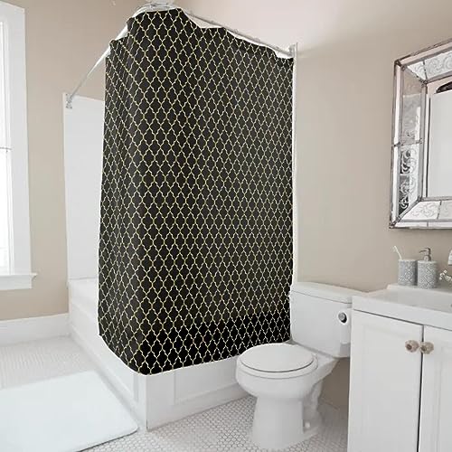 KEPPD Moderner schwarzer Duschvorhang mit 12 Haken – Schwarz-weißer Duschvorhang für Badezimmer, Polyesterstoff, geometrische Badevorhänge – XXL 180 x 180 cm (71 x 71 Zoll) Duschvorhang von KEPPD