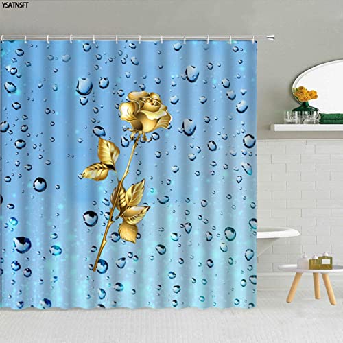 KEPPD Regentropfen-Blasen-Duschvorhang, Wassertropfen, Blauer Hintergrund, Badezimmer-Dekor, Moderne, kreative, wasserdichte Stoffvorhänge, XXL, 120 x 190 cm (47 x 75 Zoll), Duschvorhang von KEPPD