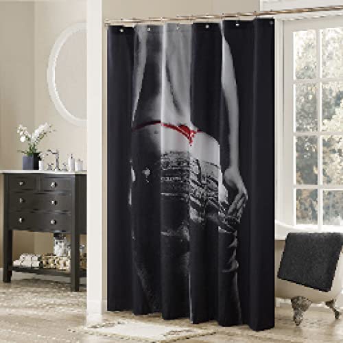 KEPPD Sexy Cowgirl Schwarz Personalisiert Mode Polyester Wasserdicht Weich Mikrofaser Stoff Bedruckt Grau Extra Lang Modern Duschvorhang 90X200cm Duschvorhang von KEPPD