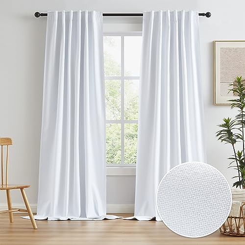 KEQIAOSUOCAI Linen Verdunkelungsvorhänge, 100% Lang, 308 cm, 2 Paneele, Strapazierfähig, Totale Dunkelheit, für Terrasse, Wohnzimmer, Rückentasche 127 x 308 cm von KEQIAOSUOCAI
