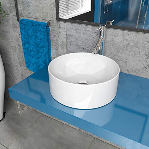 Design Keramik Waschbecken Waschtisch Waschschale Aufsatzwaschbecken Aufsatzwaschtisch Gäste WC Becken KB-A460 BxTxH 40x40x14,5cm von KERABAD