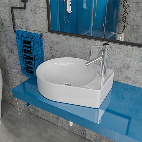 Design Keramik Waschbecken Waschtisch Waschschale Aufsatzwaschbecken Aufsatzwaschtisch Gäste WC Becken KBW391 BxTxH: 50x40x12,5cm von KERABAD