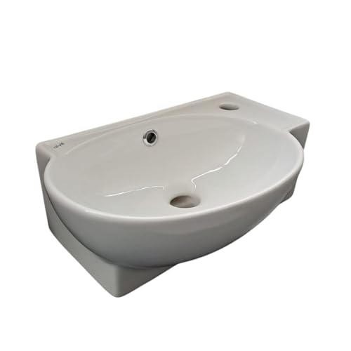 Design Keramik Waschbecken Waschtisch Waschschale Aufsatzwaschbecken Aufsatzwaschtisch Gäste WC Becken mit Armaturloch Rechts 23146 BxTxH 45,5x28x15,5cm von KERABAD