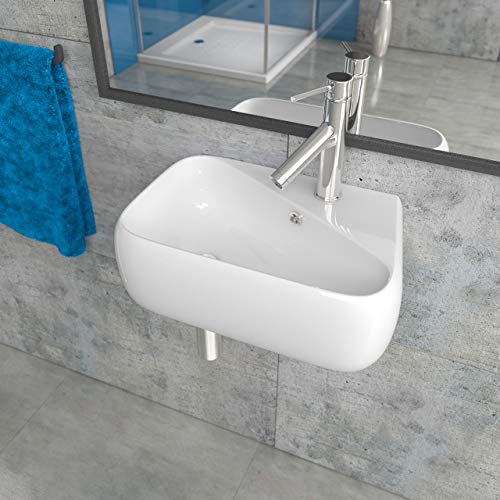 Design Keramik Waschbecken Waschtisch Waschschale Aufsatzwaschbecken Aufsatzwaschtisch Gäste WC Becken mit Armaturloch Rechts KB-A486 -R BxTxH 45,5x28x15,5cm von KERABAD