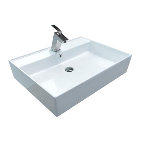 Design Waschtisch Waschbecken Aufsatzwaschbecken Keramikwaschbecken CL 60x45cm Waschplatz mit Armaturenloch und Überlauf von KERABAD