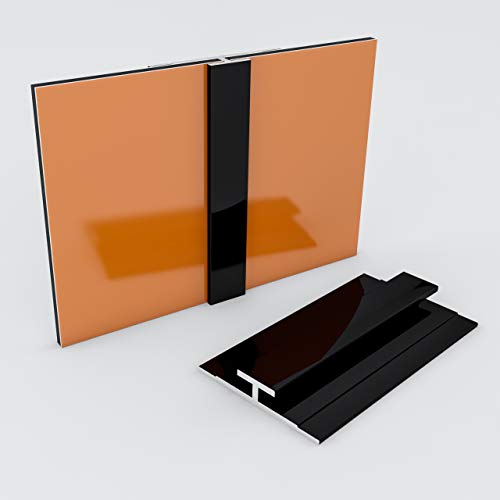 Kerabad Aluminium Profilsystem für 3mm Platten, Aluprofil für Duschrückwand Küchenrückwand, Verbindungsprofil schwarz von KERABAD
