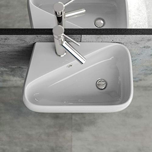 Design Keramik Waschbecken Waschtisch Waschschale Aufsatzwaschbecken Aufsatzwaschtisch Gäste WC Becken mit Armaturloch Links KB-A486-L BxTxH 45,5x28x15,5cm von KERABAD