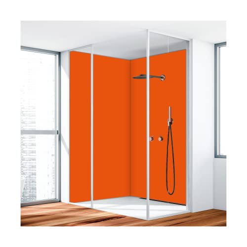 KERABAD Duschrückwand, Badrückwand, Duschverkleidung aus 3 mm Alu-Verbundplatte, 90x220cm,Orange RAL 2009 von KERABAD