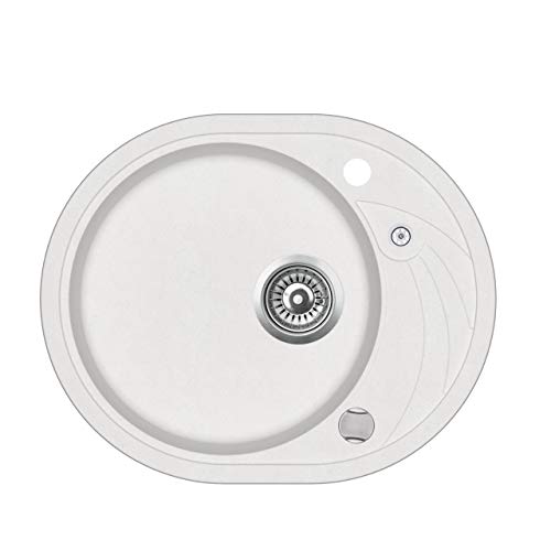 KERABAD Granit Einbauspüle Küchenspüle Spülbecken Spüle mit Abtropffläche oval weiss 58 x 47 cm KERABAD Granit Einbauspüle Küchenspüle Spülbecken Spüle mit Abtropffläche oval weiss 58 x 47 cm von KERABAD