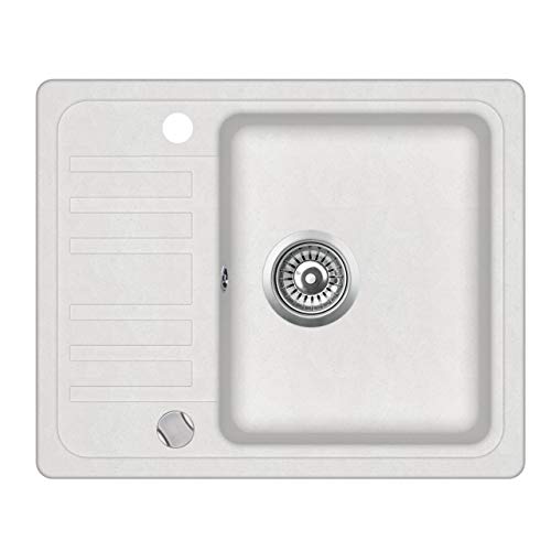 KERABAD Granit Einbauspüle Küchenspüle Spülbecken Spüle mit Abtropffläche weiss 57,5 x 46 cm KERABAD Granit Einbauspüle Küchenspüle Spülbecken Spüle mit Abtropffläche weiss 57,5 x 46 cm von KERABAD