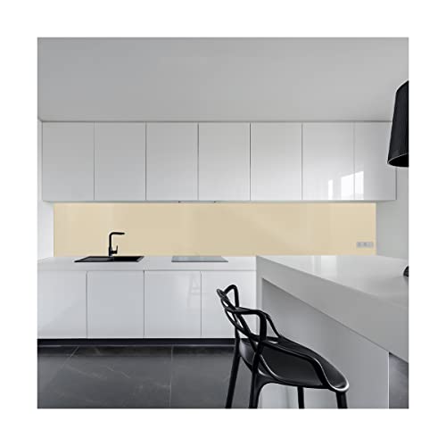 KeraBad Küchenrückwand aus Aluverbund, Spritzschutz Küche, 3mm dick, Elfenbein, 30x140cm von KERABAD