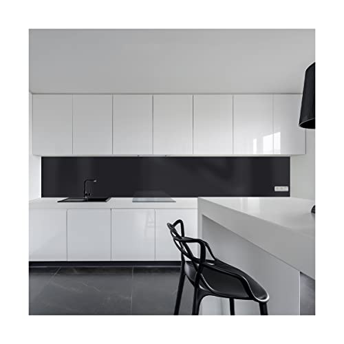 KeraBad Küchenrückwand aus Aluverbund, Spritzschutz Küche, 3mm dick, Schwarz, 30x180cm von KERABAD