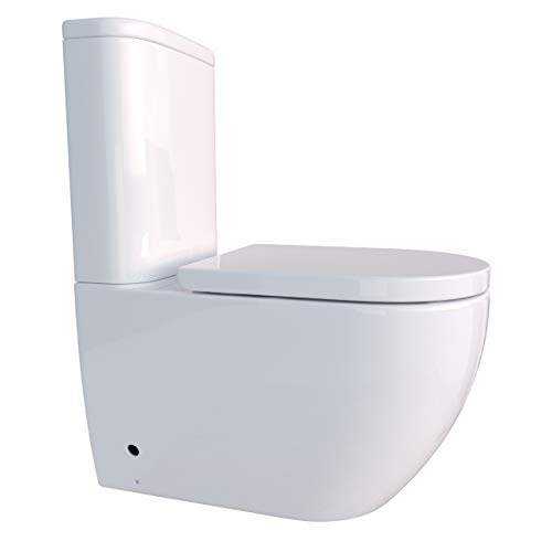 Stand WC mit Spülkasten komplett Set, Spülrandlos, Abgang senkrecht und waagerecht, WC-Sitz aus Duroplast mit Absenkautomatik SoftClose-Funktion KB6089 von KERABAD