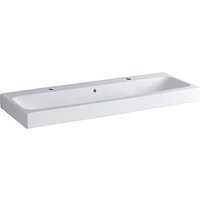 Geberit iCon Waschtisch 120x48,5cm weiß, 124020 mit zwei Hahnlöchern, Farbe: Weiß, mit KeraTect - 124020600 von KERAMAG