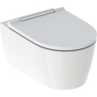 Geberit One Wand-WC Tiefspüler wandhängend, TurboFlush, mit WC-Sitz mit Absenkautomatik, Farbe: Keramik weiss/KeraTect, Designabdeckung hochglanz von KERAMAG