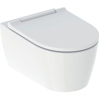 Geberit One Wand-WC Tiefspüler wandhängend, TurboFlush, mit WC-Sitz mit Absenkautomatik, Farbe: Keramik weiss/KeraTect, Designabdeckung weiss von KERAMAG