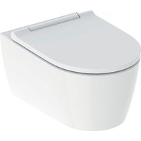 Keramag - Geberit One Wand-WC Tiefspüler wandhängend, TurboFlush, mit WC-Sitz mit Absenkautomatik, Farbe: Keramik weiss/KeraTect, Designabdeckung von KERAMAG