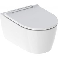 Geberit One Wand-WC Tiefspüler wandhängend, TurboFlush, mit WC-Sitz mit Absenkautomatik, Farbe: Keramik weiss/KeraTect, Designabdeckung weiss von KERAMAG