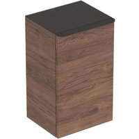 Keramag - Geberit Smyle Square Seitenschrank, 500359, 36x60x32,6cm, mit 1 Tür rechtsöffnend, Farbe: Nussbaum hickory /Melamin Holzstruktur von KERAMAG