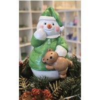 Keramik Schneemann Mit Teddy - Weihnachtsdekoration von KERAMIKFLAMME