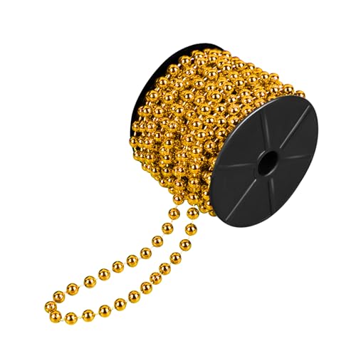 KERANSTINE Perlenkette Weihnachtsbaum Goldperlen 8mm 10 Meter ABS-Material Weihnachtsdekoration für Baum Schmuck DIY (mit Fishingline) von KERANSTINE