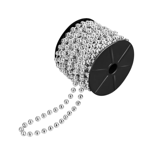 KERANSTINE Perlenkette Weihnachtsbaum Silberperlen 8mm 10 Meter ABS-Material Weihnachtsdekoration für Baum Schmuck DIY (mit Fishingline) von KERANSTINE