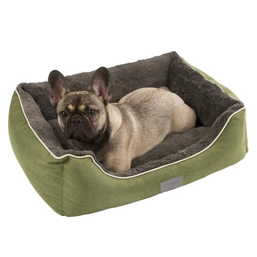 Kerbl Pet Kuschelbett Samuel, Hundebett, Katzenbett, grün, dunkelgrau, 50x40x15cm, Polyester, Hunde, herausnehmbares Wendekissen, waschbar bei 30°C von Kerbl Pet