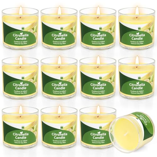 12 St Citronella Kerze Outdoor, 300 Std Draußen Citronella Duftlichter Klein Kerzen Natürliche Sojawachs Zitronella Garten Duft Kerze Indoor Draussen Sommergeschenk Set für Camping Picknick Terrasse 12 St Citronella Kerze Outdoor, 300 Std Draußen Citronella Duftlichter Klein Kerzen Natürliche Sojawachs Zitronella Garten Duft Kerze Indoor Draussen Sommergeschenk Set für Camping Picknick Terrasse von KERCAMKEL