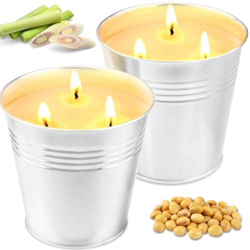 Citronella Kerze Outdoor Groß, 2 x 15oz Draußen Kerzen Natürliche Sojawachs Zitronella Kerze Garten mit 3 Docht Citronella Duft Kerze Indoor Beste Geschenk für Camping Picknick Terrasse,180 Brenndauer Citronella Kerze Outdoor Groß, 2 x 15oz Draußen Kerzen Natürliche Sojawachs Zitronella Kerze Garten mit 3 Docht Citronella Duft Kerze Indoor Beste Geschenk für Camping Picknick Terrasse,180 Brenndauer von KERCAMKEL