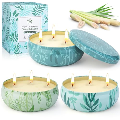 Citronella Kerze Outdoor Groß, 3x12OZ Zitronella Kerzen Draußen, Outdoor Kerzen Zitrone Garten mit 3 Docht Natürliche Sojawachs Kerzen Set für Garten Camping Terrasse Picknick Pool Sommergeschenk Citronella Kerze Outdoor Groß, 3x12OZ Zitronella Kerzen Draußen, Outdoor Kerzen Zitrone Garten mit 3 Docht Natürliche Sojawachs Kerzen Set für Garten Camping Terrasse Picknick Pool Sommergeschenk von KERCAMKEL
