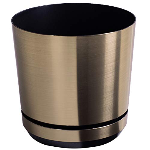 KERD Blumentopf 32 cm, Stahl (022), dekorativ, hochwertig, aus recyceltem Material, mit Drainagesystem, mit Untersetzer, handbeklebt, Rohe Eleganz, modern, industrielles Interieur, Minimalismus, Loft von KERD