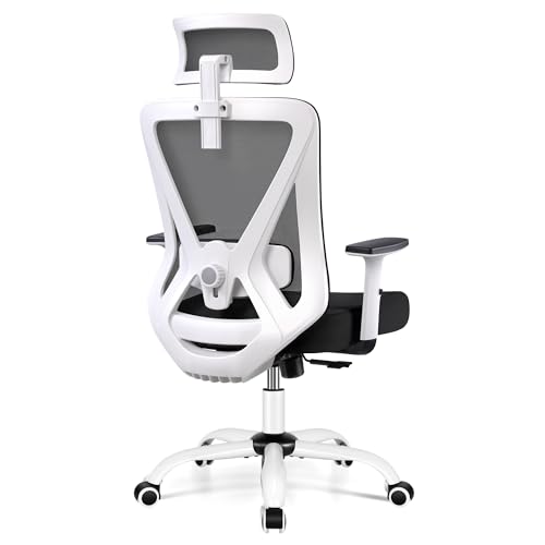 KERDOM Bürostuhl, Ergonomischer Schreibtischstuhl mit Verstellbarer Kopfstütze und Lendenwirbelstütze, höhenverstellbarer Drehstuhl mit 130° Schaukelfunktion. Belastbarkeit 150kg von KERDOM