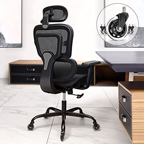 KERDOM Bürostuhl Ergonomischer Schreibtischstuhl, Chefsessel mit 3D verstellbare Armlehne, Hautfreundliche Netz-Hochlehne, Schreibtischstuhl bis 150kg/330LB Belastbar von KERDOM