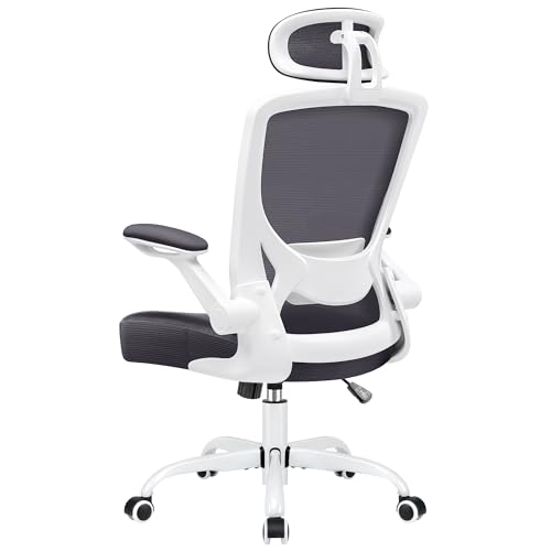 KERDOM Bürostuhl Schreibtischstuhl Ergonomisch, Chefsessel mit Verstellbarer Kopfstütze, Armlehnen, Drehstuhl Wippfunktion bis 135° Bürostuhl 150 kg Dunkelgrau von KERDOM